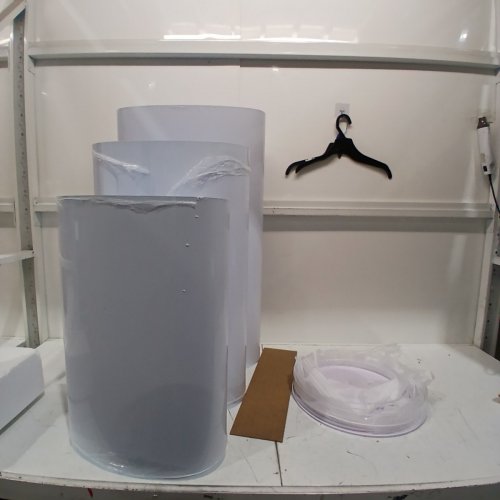 3PC WEDDING FLOWER STANDS ROUND CYLINDER PLINTHS WITH PVC LID - 23.5 TO 35.5" - WHITE (MODEL: LJL-8026) image 2
