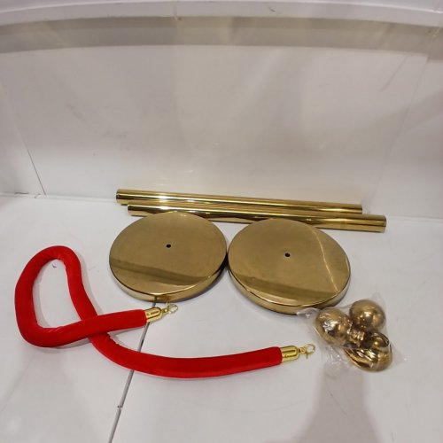 2PC STANCHION QUEUE POSTS WITH VELVET ROPES SET - 38" - GOLD/RED image 2