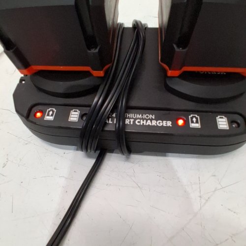 3PC VOLTASK 24V 4.0AH LITHIUM-ION BATTERY WITH DUAL QUICK CHARGE REPLACEMENT FOR CORDLESS SNOW SHOVEL AND CORDLESS SNOW BLOWER - ORANGE/BLACK - (MODEL:B-20-4) image 2