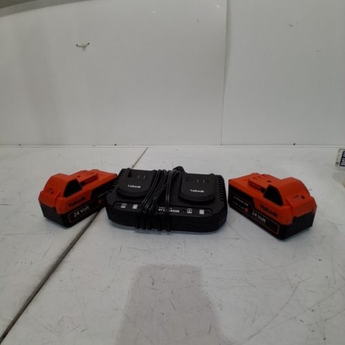3PC VOLTASK 24V 4.0AH LITHIUM-ION BATTERY WITH DUAL QUICK CHARGE REPLACEMENT FOR CORDLESS SNOW SHOVEL AND CORDLESS SNOW BLOWER - ORANGE/BLACK - (MODEL:B-20-4) image 3