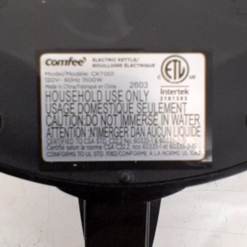 COMFEE ELECTRIC KETTLE WITH STAINLESS STEEL INTERIOR - 1.5 L - BLACK (MODEL: CKE171M2BSK) image 6