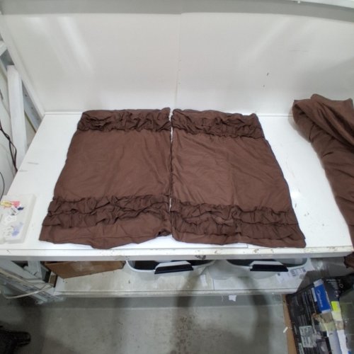 ELEGANT BOHO RUFFLED DUVET COVER WITH 2 SHAMS SET - 84" X 88" - BROWN image 2