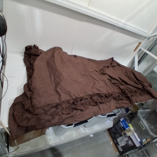 ELEGANT BOHO RUFFLED DUVET COVER WITH 2 SHAMS SET - 84" X 88" - BROWN image 3