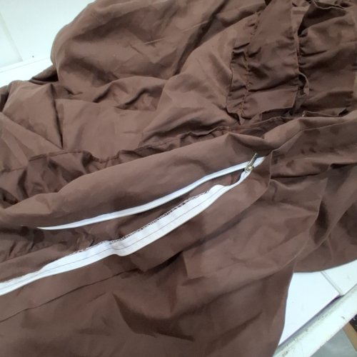 ELEGANT BOHO RUFFLED DUVET COVER WITH 2 SHAMS SET - 84" X 88" - BROWN image 4