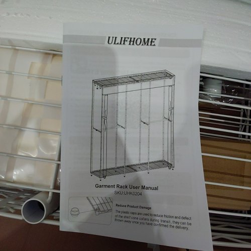 ULIFHOME HEAVY DUTY FREESTANDING ADJUSTABLE GARMENT RACK - 69" X 16" X 77" - WHITE (MODEL: UHK0204WCW) image 4
