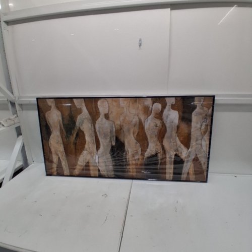 HIGH QUALITY FRAMED ABSTRACT WALL ART - 47" X 23.5" - BROWN/ BEIGE/ BLACK image 2