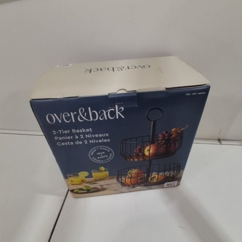 OVER & BACK 2-TIER WIRE METAL FRUIT BASKET - BLACK/ACACIA WOOD (MODEL : 1986459) image 4
