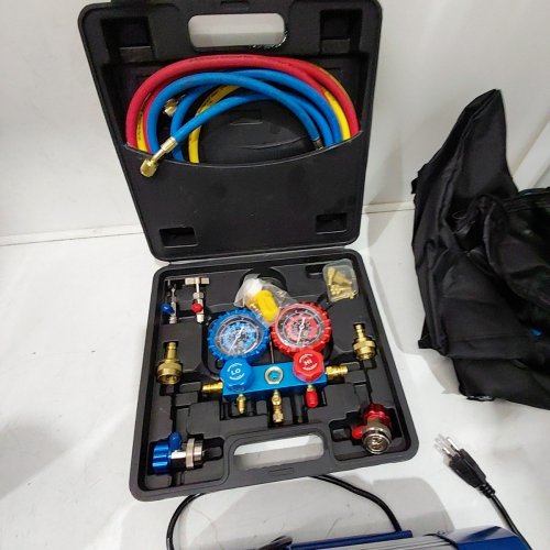 VIVOHOME DOUBLE STAGE HVAC VACUUM PUMP WITH MANIFOLD GAUGE SET - 5 CFM, 110 V, 1/2 H/P (375W) - BLUE (MODEL: VB240) image 4