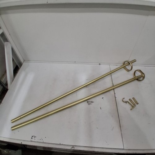ADJUSTABLE CURTAIN ROD WITH MOUNTING BRACKETS - UP TO 87" - GOLD TONE image 2