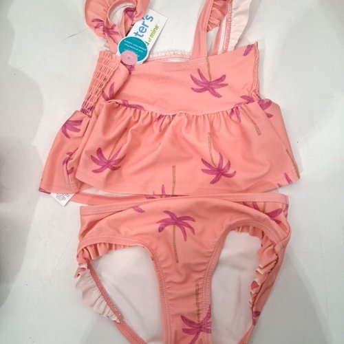 2PC GIRL'S CARTER'S CHILD OF MINE FLORAL SWIMSUIT SET - 3T - CORAL/PURPLE image 2