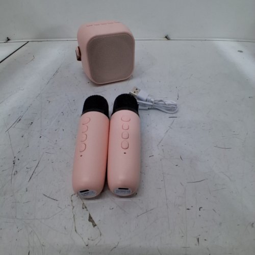 PORTABLE MINI BLUETOOTH SPEAKER & KARAOKE MACHINE WITH 2 MICROPHONES - PINK (MODEL: K29) image 3