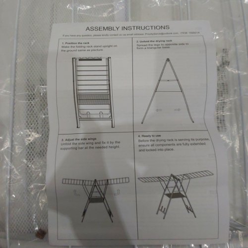 APEXCHASER FOLDABLE CLOTHES DRYING RACK - 62.4" X 35.4" - WHITE (MODEL: 155501A-WHITE) image 6
