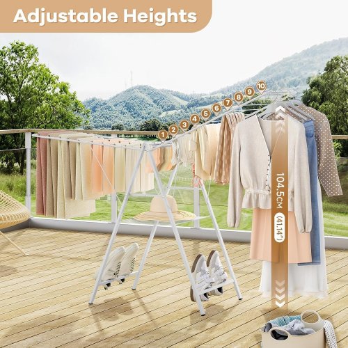 APEXCHASER FOLDABLE CLOTHES DRYING RACK - 62.4" X 35.4" - WHITE (MODEL: 155501A-WHITE) image 4