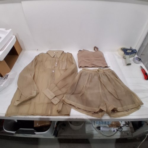 3PC WOMAN'S MEASH SHIRT AND SHORT SET - SIZE 4 - OLIVE GREEN image 2