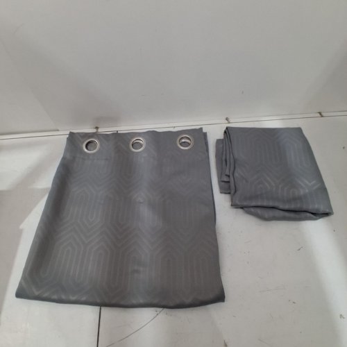 (2 PANEL) GEOMETRIC ROOM DARKENING GROMMET TOP CURTAINS - 40" X 84" - GRAY image 2