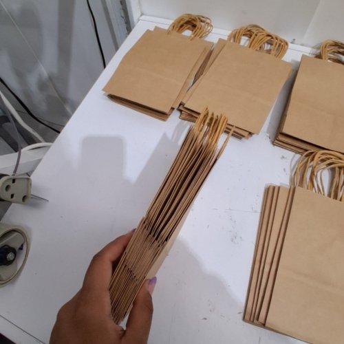 46PK PAPER GIFT BAGS - 8" X 6" - BROWN image 3
