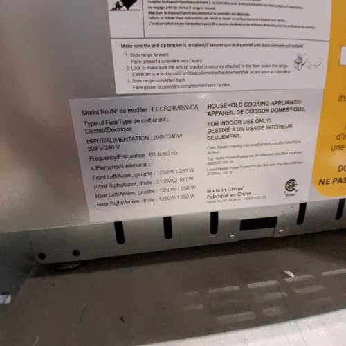 ELEMENT ELECTRIC RANGE - 24" - 3.7CU.FT - WHITE (MODEL: EECR24MEW-CA) image 2