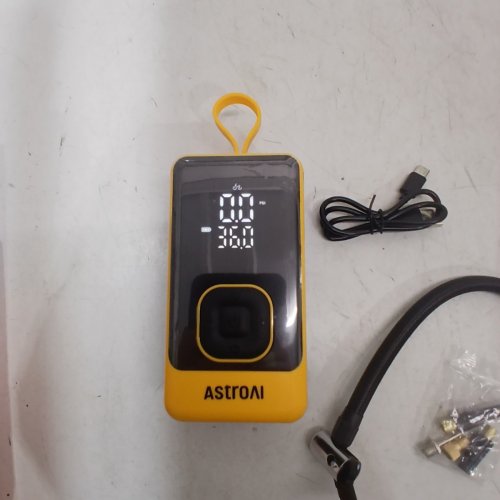 ASTROAI PORTABLE CAR AIR PUMP - 150 PSI, 45W, 7.4 V 1800 MAH - BLACK / YELLOW (MODEL: AIRUN L7AIR) image 4