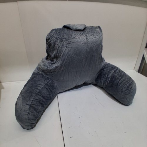 SASTTIE SIT-UP SUPPORT VELVET READING HUSBAND PILLOW - 18" X 15" X 11" - LIGHT GREY image 2
