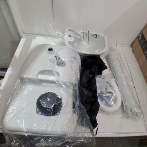 SERENELIFE PORTABLE CAMPING SINK WITH TOWEL HOLDER & SOAP DISPENSER - 19L WATER CAPACITY HAND WASH BASIN STAND - WHITE (MODEL: SLCASN18) image 2