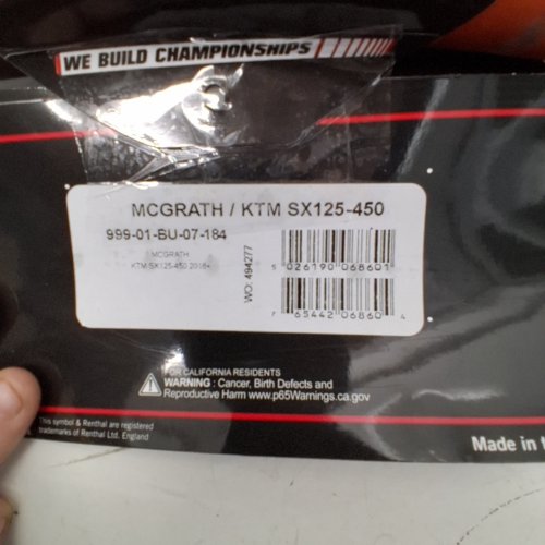 RENTHAL MOTOCROSS HANDLEBARS - ORANGE (MODEL: MCGRATH / KTM SX125-450) image 2