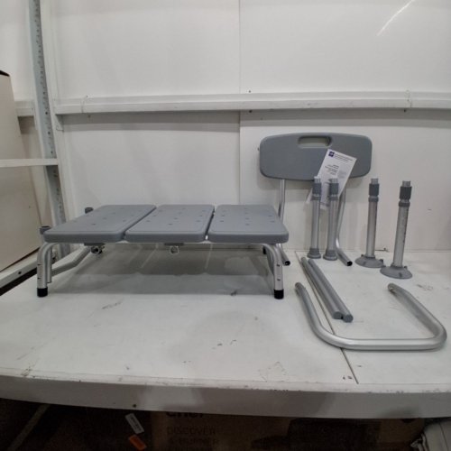 MEDLINE GUARDIAN TRANSFER BENCH WITH BACK & MICROBAN ANTIMICROBIAL TREATMENT - GREY (MODEL: G3-100KBX1) image 2