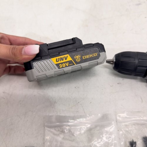 DEKOPRO ELECTRIC CORDLESS POWER DRILL WITH BITS - 20V - GREY/BLACK (MODEL: DKCD20XL02G) image 4