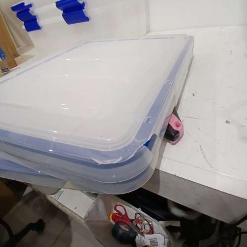 3PK IRIS WEATHERTIGHT STORAGE BOX - 60QT - CLEAR WITH BLUE LATCHES (MODEL: WSB-LD) image 3