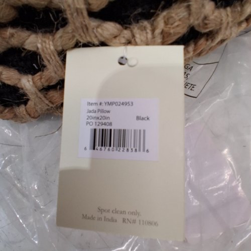 BOHO LIVING BRAIDED THROW PILLOW - 20" X 20" - BLACK/BROWN (MODEL: YMP024953) image 3