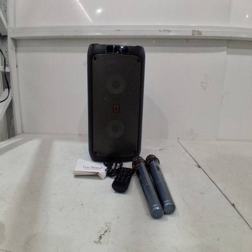 JYX LED KARAOKE MACHINE WITH TWO MICS, REMOTE AND DIGITAL DISPLAY STAND - 20"X9.6" 200W - BLACK/MULTI COLOUR (MODEL: T10-T) image 4