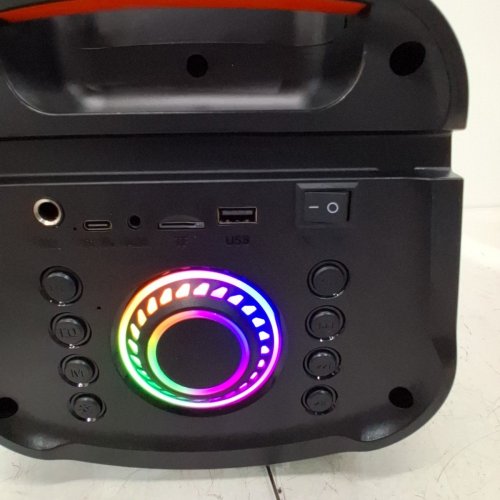JYX LED KARAOKE MACHINE WITH TWO MICS, REMOTE AND DIGITAL DISPLAY STAND - 20"X9.6" 200W - BLACK/MULTI COLOUR (MODEL: T10-T) image 7