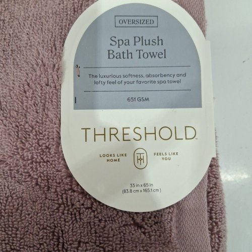 THRESHOLD SPA PLUSH OVERSIZED BATH TOWEL - 33" X 65" - PURPLE image 4