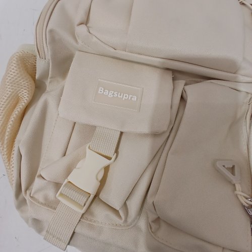 BAGSUPRA CUTE MIDDLE HIGH SCHOOL BACKPACK WITH CHARGING PORT - BEIGE image 2