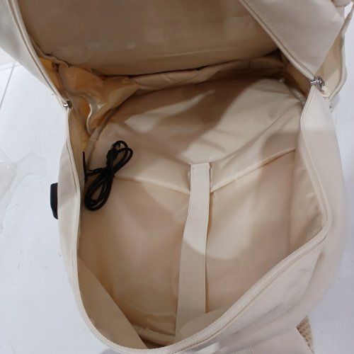BAGSUPRA CUTE MIDDLE HIGH SCHOOL BACKPACK WITH CHARGING PORT - BEIGE image 4