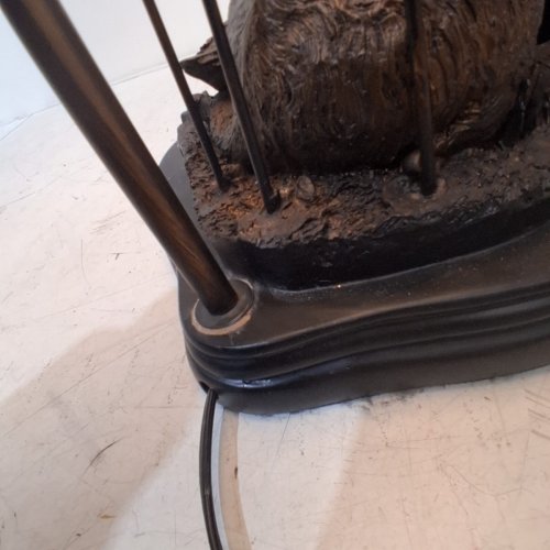 WHITE RIVER HOME DOG TABLE LAMP WITH FAUX-LEATHER BELL SHADE - 28.5" - ANTIQUE BRONZE (MODEL: 12060114/BP1342)) image 5