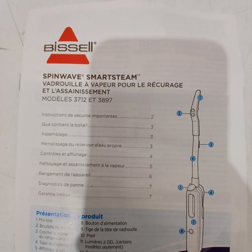 BISSELL SPINWAVE SMARTSTEAM SCRUBBING - 1380W - GREY/BLUE (MODEL: 3897B) image 4