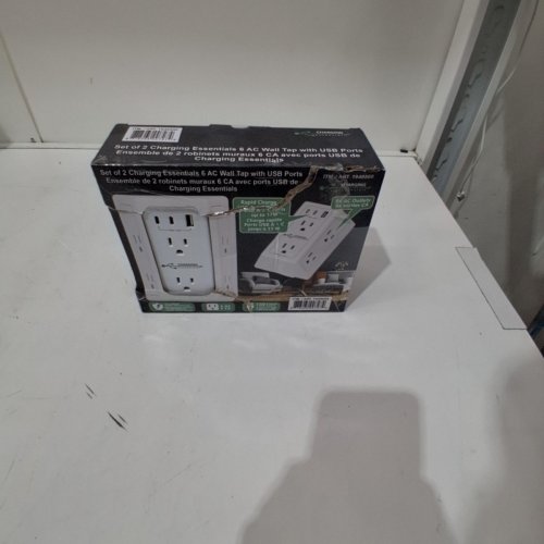 2PK CHARGING ESSENTIALS RAPID CHARGING WALL OUTLETS, 6 AC OUTLETS, 3 USB PORTS, SURGE PROTECTION - WHITE (MODEL: 1949500) image 2