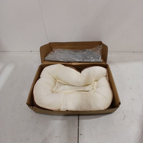 CLAWSABLE THERMO HEATED ROUND CAT BED - FOR SMALL MEDIUM SIZE CATS - BROWN/BEIGE image 2