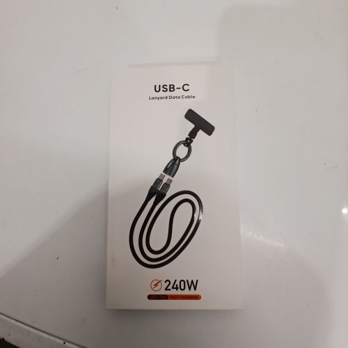 2-IN-1 NESTELLE FAST CHARGING LANYARD USB C CHARGER AND DATA TRANSFER CABLE - 240W - 1.2M - BLACK image 2