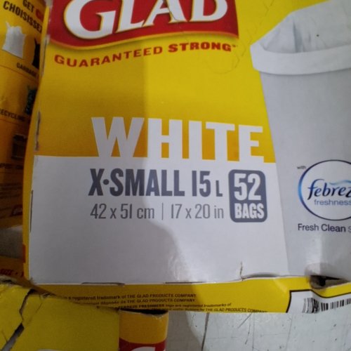 150PK GLAD KITCHEN GARBAGE BAGS - 4GAL - EXTRA SMALL - FEBREZE SCENTED/WHITE image 2