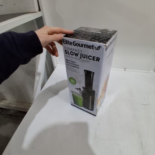 ELITE GOURMET COMPACT SPACE-SAVING COLD PRESS SLOW JUICER WITH CUPS AND CLEANING BRUSH - BLACK (MODEL: EJX600) image 5