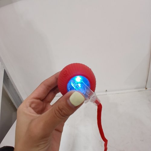 INTERACTIVE CAT TOY WITH MOTORIZED BALL AND STRING - RED (MODEL: P02) image 2