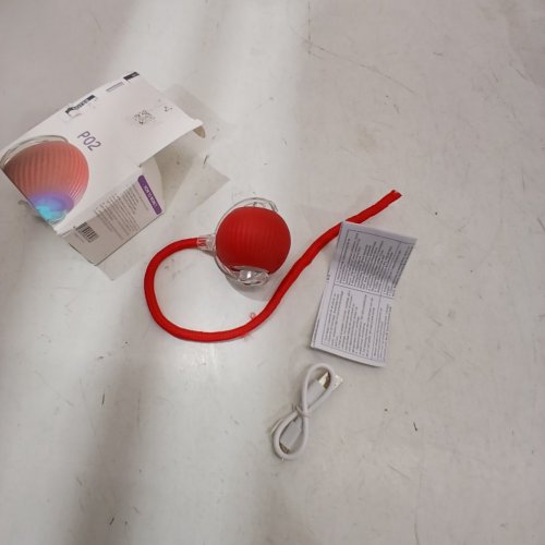 INTERACTIVE CAT TOY WITH MOTORIZED BALL AND STRING - RED (MODEL: P02) image 3