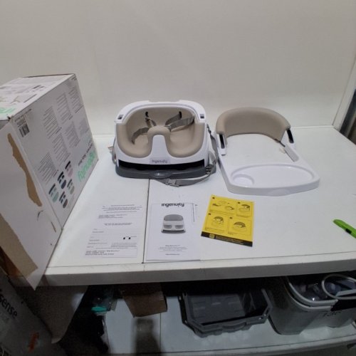 INGENUITY BABY BASE 2-IN-1 BOOSTER SEAT WITH FOOD & DRINK TRAY - 50LBS CAPACITY - BEIGE (MODEL: 10678) image 3