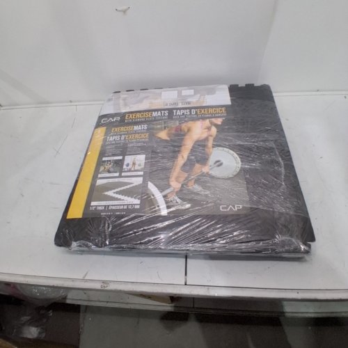 6PK CAP BARBELL DIAMOND-PATTERN EXERCISE MAT - 1/2" THICK - 24" X 24" - BLACK (MODEL: MTIS-1206T) image 3