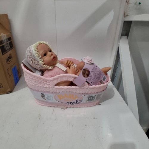 BABY BORN REAL HAND-PAINTED REALISTIC BABY GIRL DOLL WITH BASSINET - 17" - PINK (MODEL: 920547-EUC) image 4