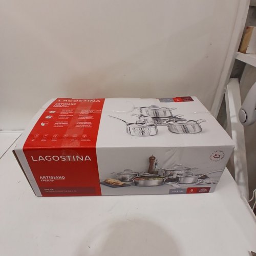 8PC LAGOSTINA ACADEMY CLAD STAINLESS STEEL 5 PLY POTS AND PANS SET image 4