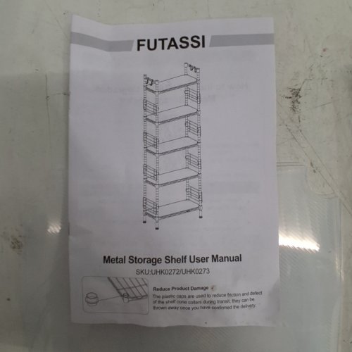 FUTASSI 5-TIER METAL STORAGE SHELF RACK - 60" X 21" - WHITE (MODEL: UHK0272W) image 2