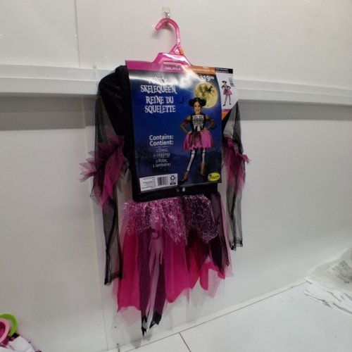 2PC GIRLS PARTYHOLIC PUNKY SKELEQUEEN COSTUME - MEDIUM (8-10) - BLACK/PINK/WHITE image 3