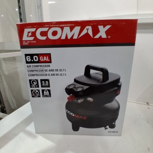 ECOMAX PANCAKE OIL-FREE PORTABLE AIR COMPRESSOR - 6 GAL, 175 PSI MAX, 3.0 CFM, 120 V, 11.8 AMP - BLACK (MODEL: 0210672) image 6